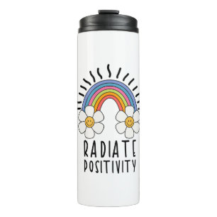 Radiate Positivity Colorful Rainbow and Flowers Thermal Tumbler