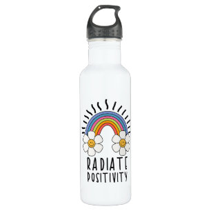 Radiate Positivity Colourful Rainbow and Flowers 710 Ml Water Bottle