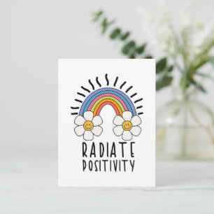 Radiate Positivity Colourful Rainbow and Flowers Holiday Postcard