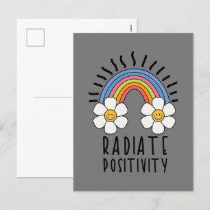 Radiate Positivity Colourful Rainbow and Flowers Holiday Postcard