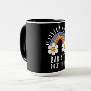 Radiate Positivity Colourful Rainbow and Flowers Mug