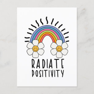 Radiate Positivity Colourful Rainbow and Flowers Postcard