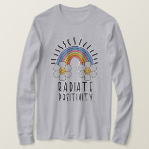 Radiate Positivity Colourful Rainbow and Flowers T-Shirt