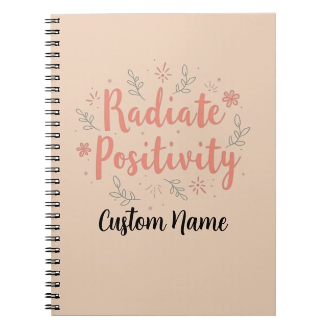 Radiate Positivity Floral Sunray Personalization Notebook (Front)
