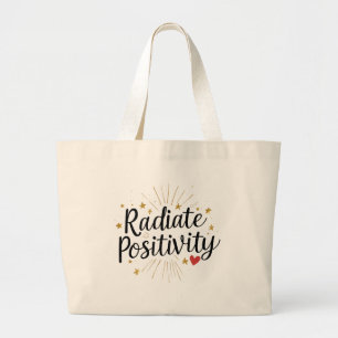Radiate Positivity – Motivational Starry Quote Large Tote Bag