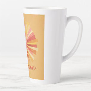 "Radiate Positivity" Retro Sunburst Art   70s Styl Latte Mug