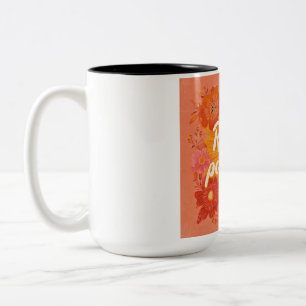 "Radiate Positivity" Retro Sunburst Art 70s Styl Two-Tone Coffee Mug