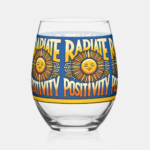 Radiate Positivity Smiling Sun Stemless Wine Glass