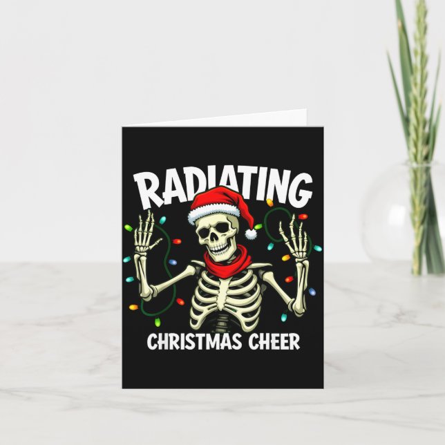 Radiating Christmas Cheer Skeleton Christmas Light Card (Front)