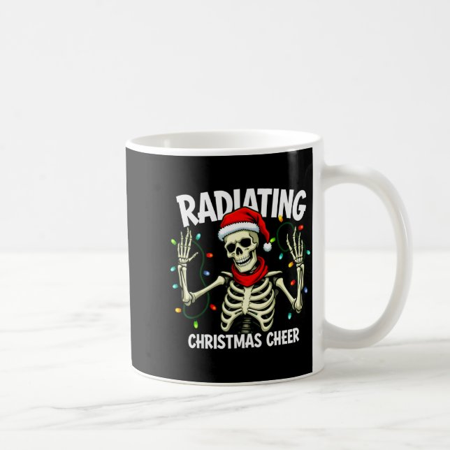 Radiating Christmas Cheer Skeleton Christmas Light Coffee Mug (Right)