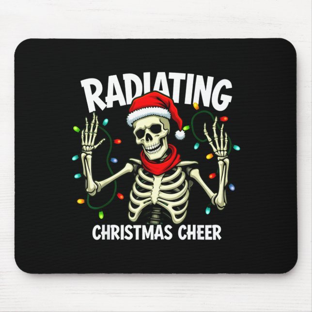 Radiating Christmas Cheer Skeleton Christmas Light Mouse Pad (Front)