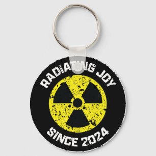 Radiating Joy Since 2024 Radiation Symbol Grunge Keychain
