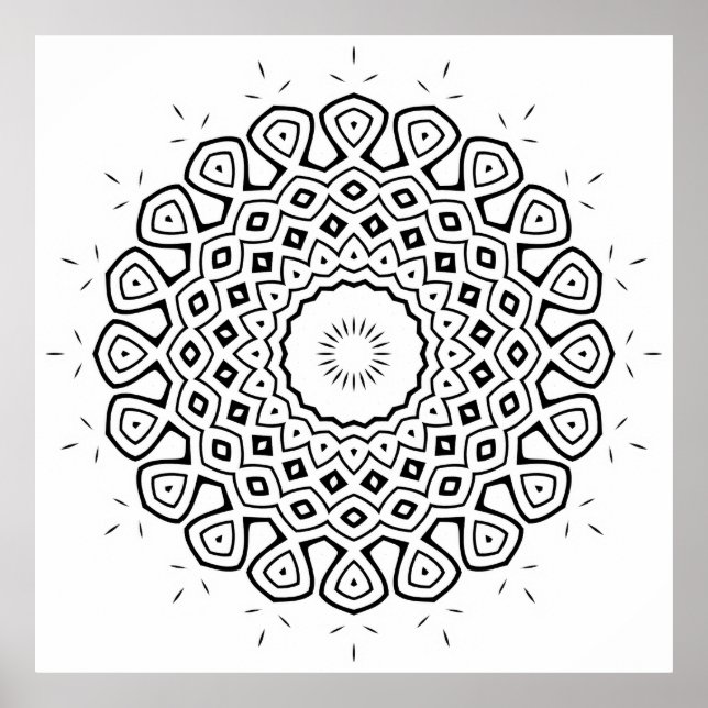 Radiating Mandala Colouring Page with Teardrop Rin Poster (Front)