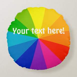 Radiating Rainbow Round Pillow