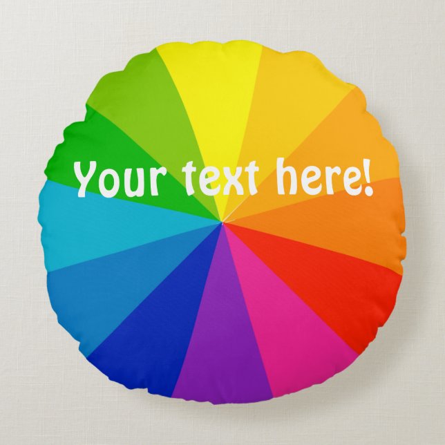 Radiating Rainbow Round Pillow (Front)