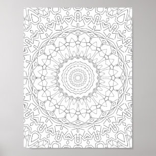 Radiating Star Petal Mandala Design Poster