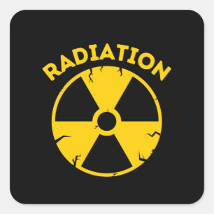 Radiation alert sign square sticker