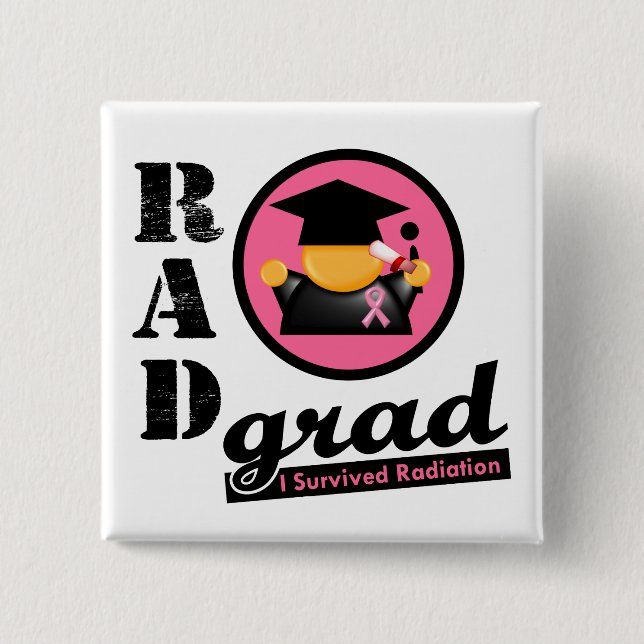 Radiation Grad BREAST CANCER 2 Inch Square Button (Front)