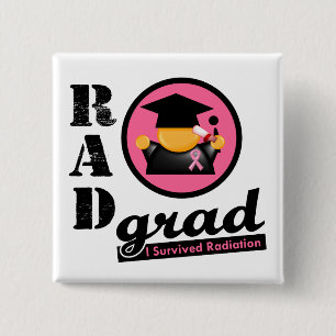 Radiation Grad BREAST CANCER 2 Inch Square Button