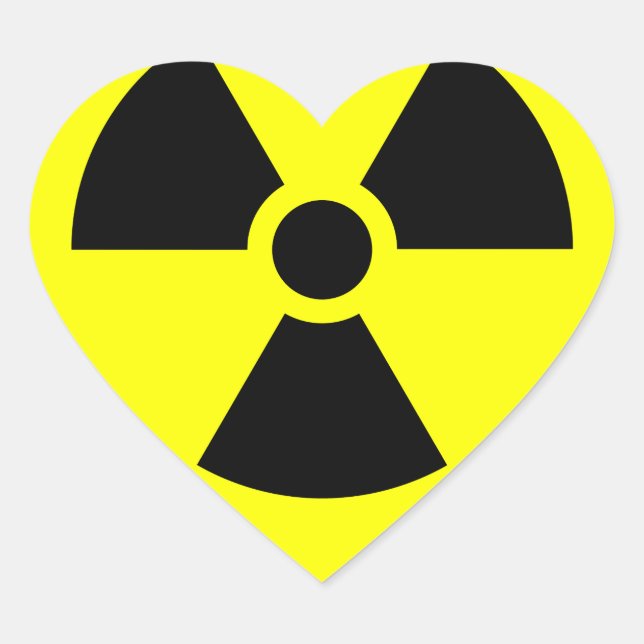 Radiation Sign Heart Sticker (Front)