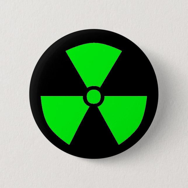 RADIATION SYMBOL 2 INCH ROUND BUTTON (Front)