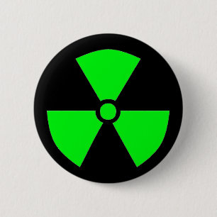 RADIATION SYMBOL 2 INCH ROUND BUTTON