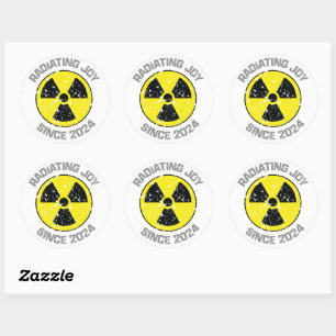 Radiation Symbol Radiating Joy Since 2024 Classic Round Sticker