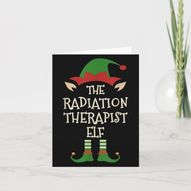 Radiation Therapist Elf Family Christmas Matching  Card (Front)