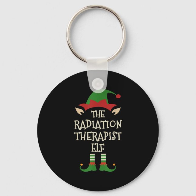 Radiation Therapist Elf Family Christmas Matching  Keychain (Front)