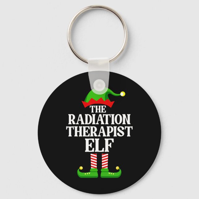 Radiation Therapist Elf Family Matching Group Chri Keychain (Front)