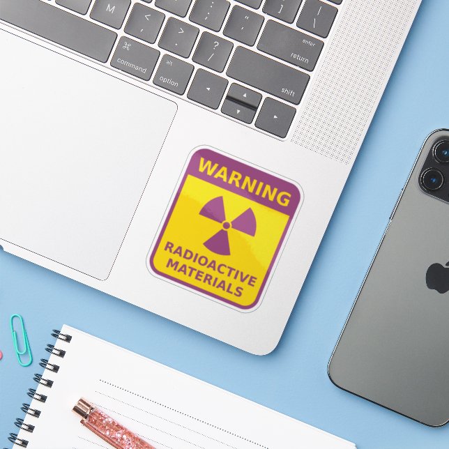 Radiation Warning Sticker (Laptop w/ iPhone)