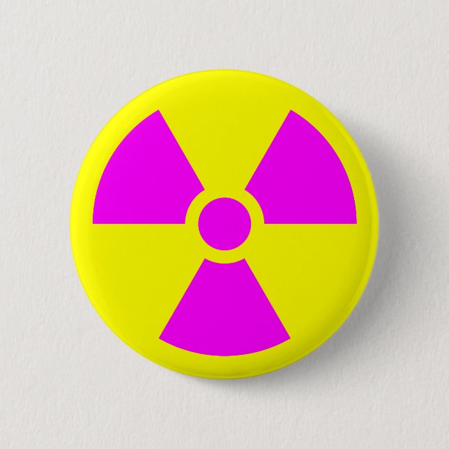 Radiation Warning Symbol 2 Inch Round Button (Front)