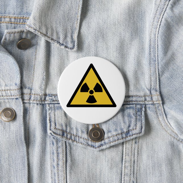Radiation Warning Symbol 3 Inch Round Button (In Situ)