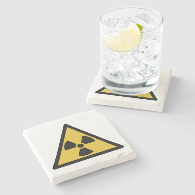 Radiation Warning Symbol (Radioactive Danger) Stone Coaster (Side)