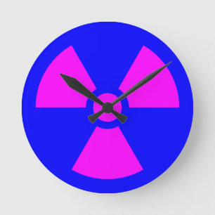 Radiation Warning Symbol Round Clock