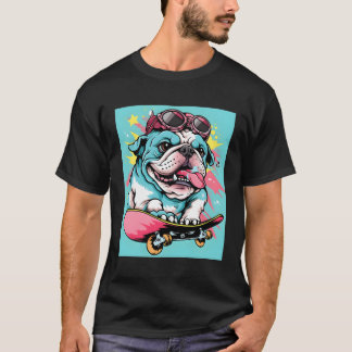 Radical Bulldog Skater Rule The Streets T-Shirt