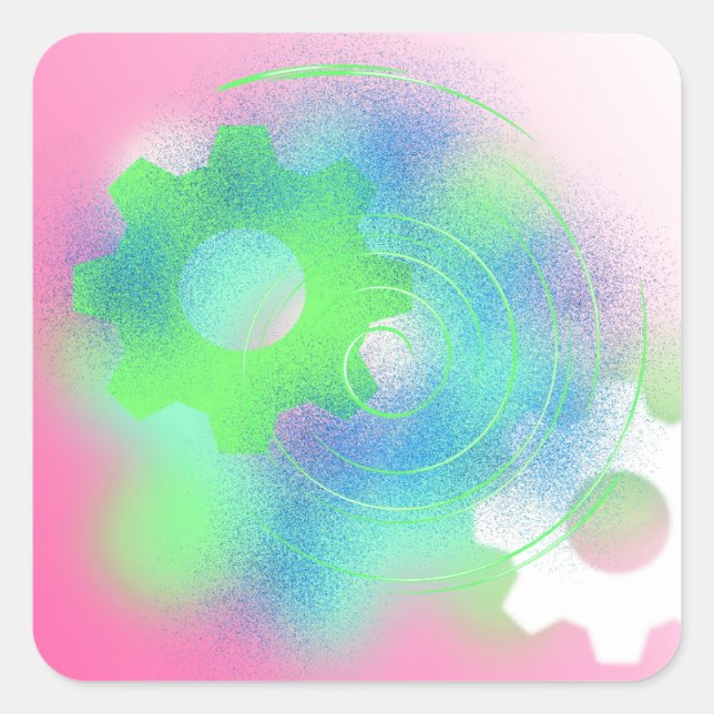 Radical Cog Abstract Square Sticker (Front)