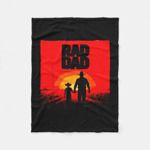 Radical dad father and son farmer western sunset fleece blanket