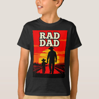 Radical dad father and son farmer western sunset  T-Shirt