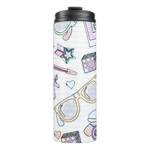 Radical Fun Eighties Coloring Book Pattern Thermal Tumbler