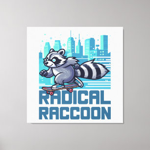 Radical Raccoon Urban Skateboarder Canvas Print