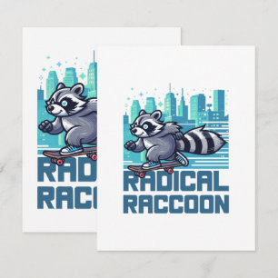 Radical Raccoon Urban Skateboarder Card