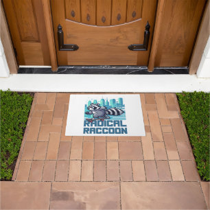 Radical Raccoon Urban Skateboarder Doormat
