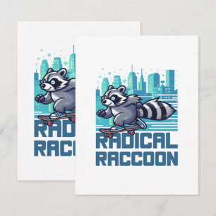 Radical Raccoon Urban Skateboarder Enclosure Card