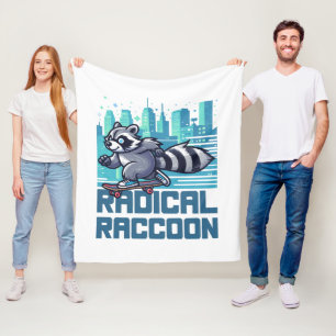 Radical Raccoon Urban Skateboarder Fleece Blanket