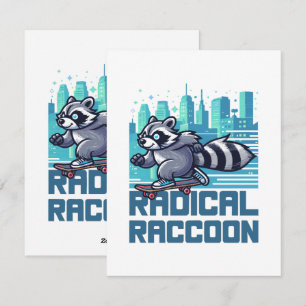 Radical Raccoon Urban Skateboarder Holiday Card