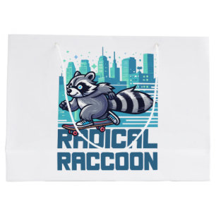 Radical Raccoon Urban Skateboarder Large Gift Bag