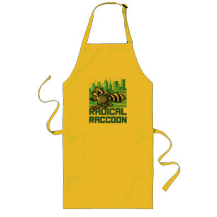 Radical Raccoon Urban Skateboarder Long Apron