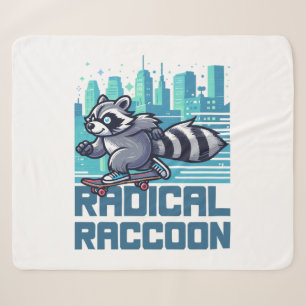 Radical Raccoon Urban Skateboarder Sherpa Blanket