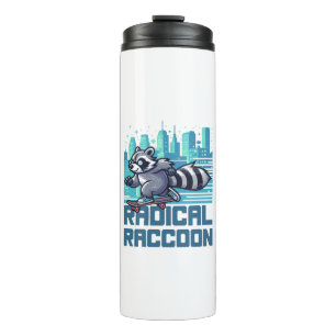 Radical Raccoon Urban Skateboarder Thermal Tumbler